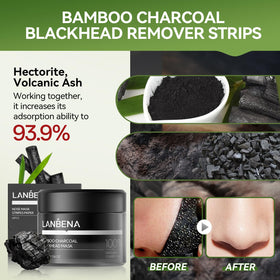 LANBENA Bamboo Charcoal Blackhead Remover Mask nose strips close-up