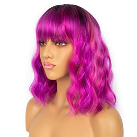 LANCAINI Colourful Short Bob Wig styled for cosplay