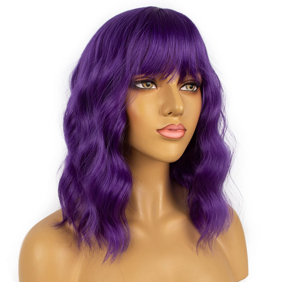 LANCAINI Dark Purple Short Bob Wig back view highlighting the shoulder length