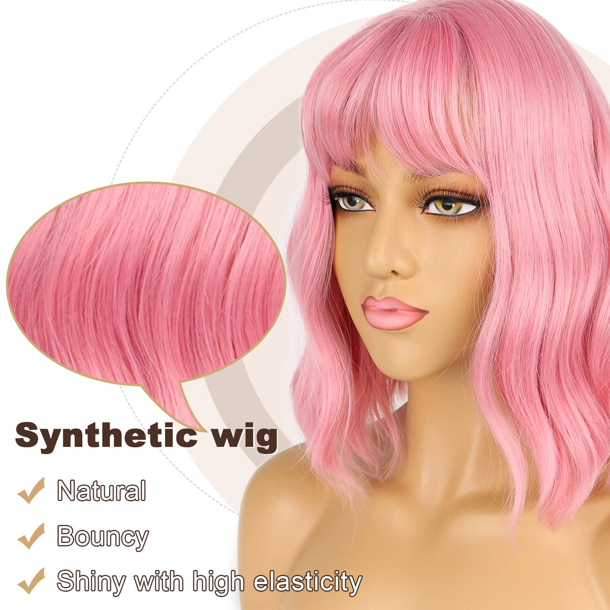 LANCAINI Pastel Bob Wig back view displaying wavy texture