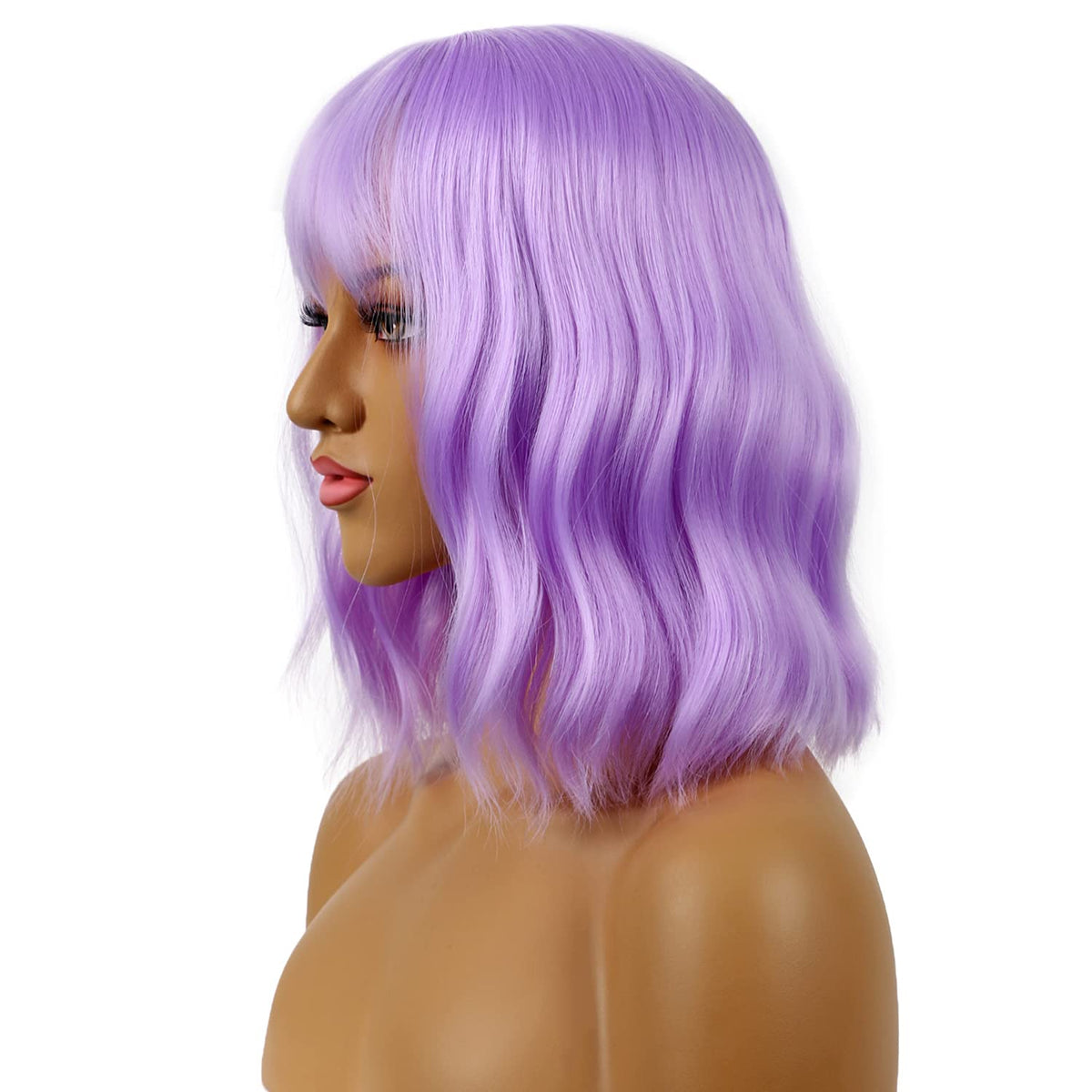 LANCAINI Short Bob Wig in purple displayed on a mannequin
