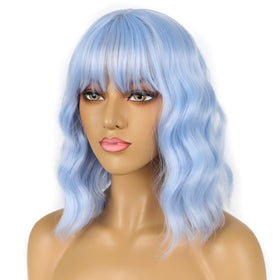 LANCAINI Short Bob Wig Light Blue side view
