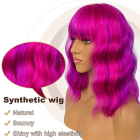 LANCAINI Short Bob Wig side view showing loose wavy texture