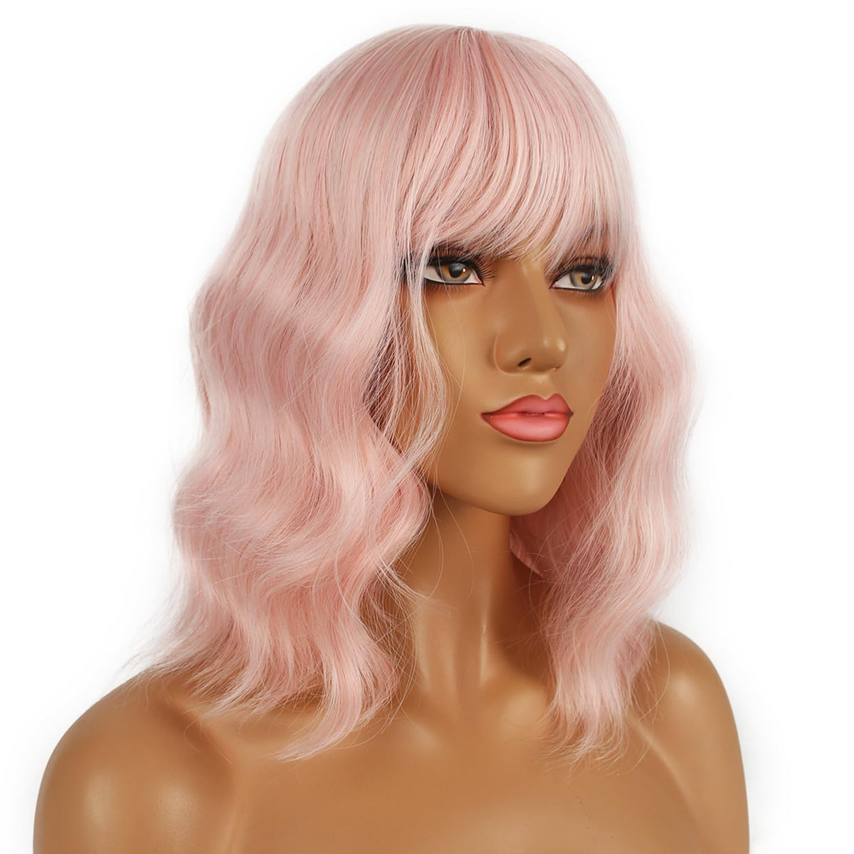 LANCAINI Short Bob Wig with Bangs back view