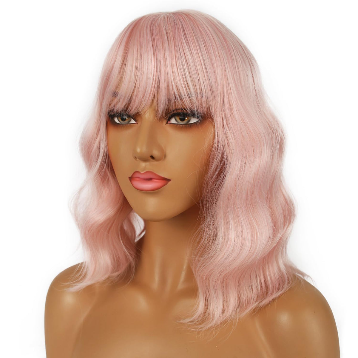 LANCAINI Short Bob Wig with Bangs displayed on a mannequin