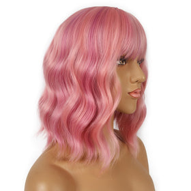 LANCAINI Short Bob Wig with Bangs in lifestyle setting