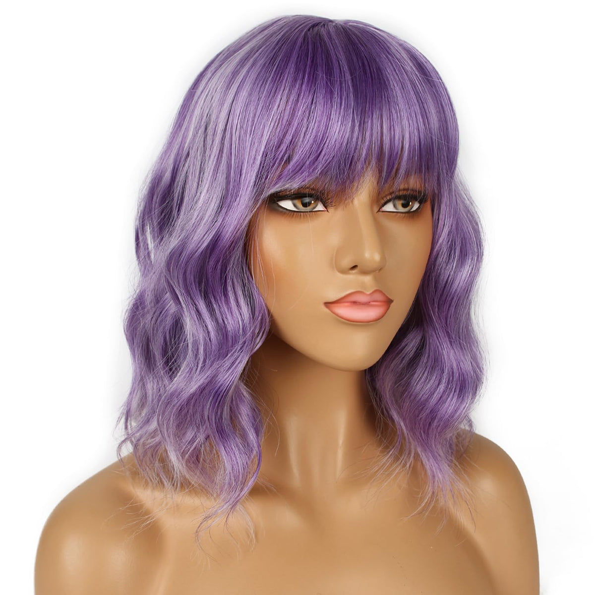 LANCAINI Short Bob Wig with Bangs in Violet back view