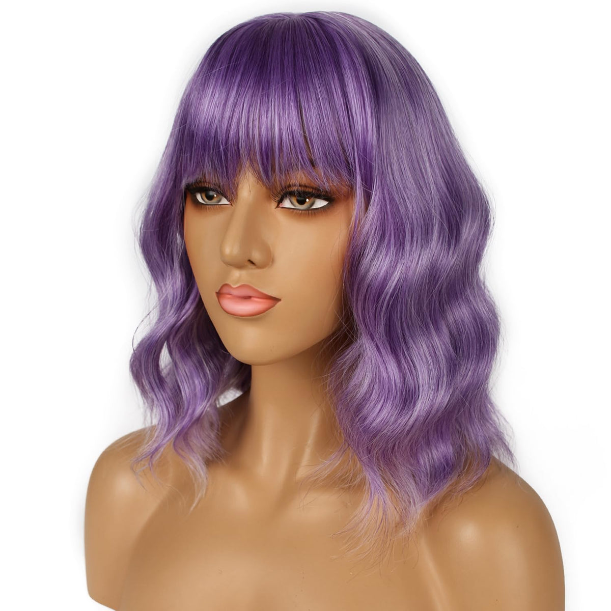 LANCAINI Short Bob Wig with Bangs in Violet packaging