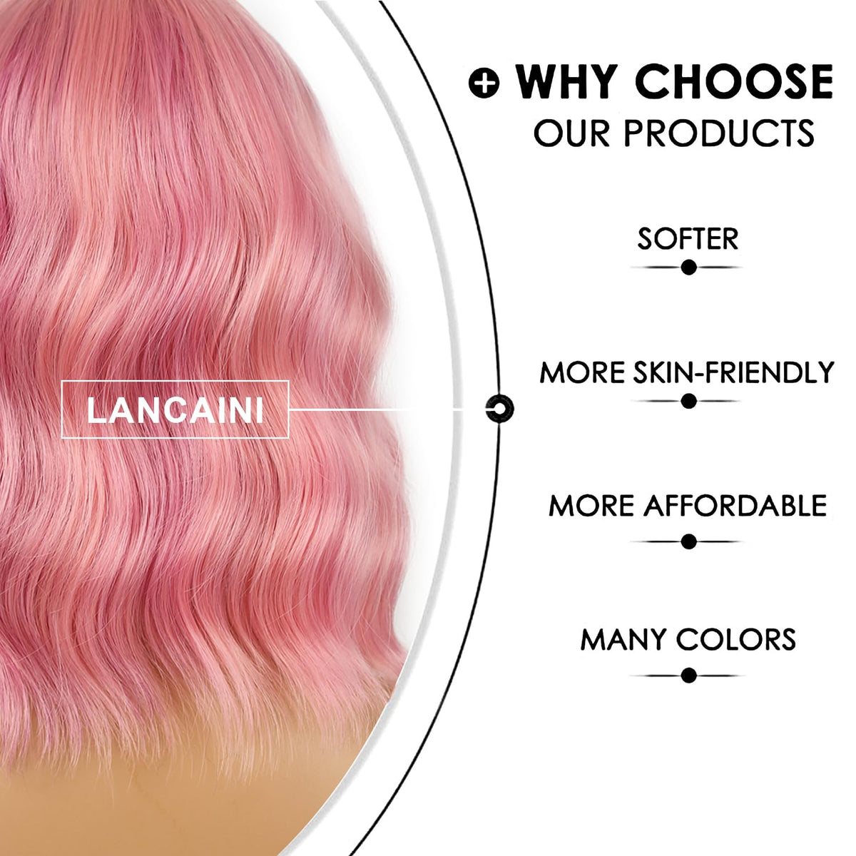 LANCAINI Short Bob Wig with Bangs on mannequin