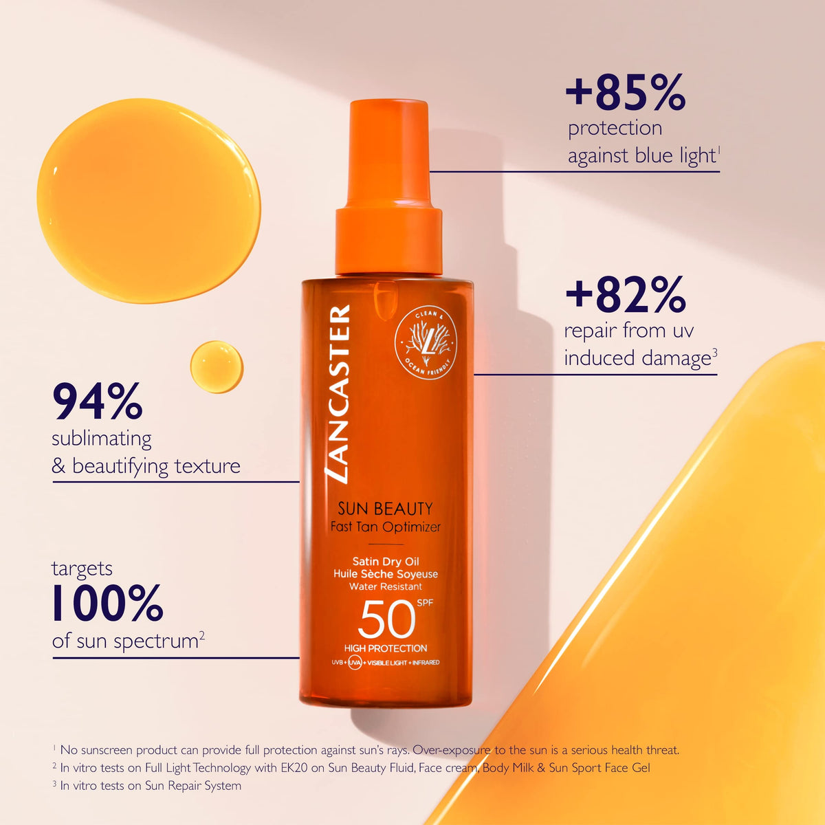 Lancaster Sun Beauty Satin Sheen Oil 200g application on skin