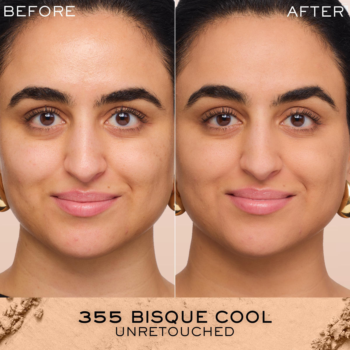 Lancôme Dual Finish Powder Foundation 355 Bisque Cool texture close-up