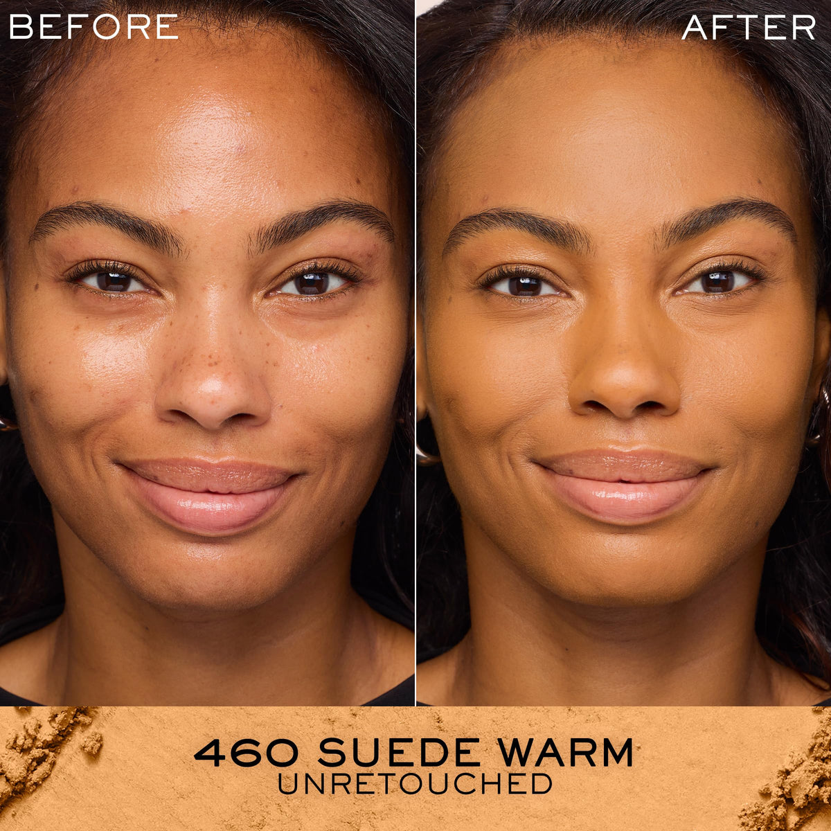 Lancôme Dual Finish Powder Foundation 460 Suede Warm texture close-up