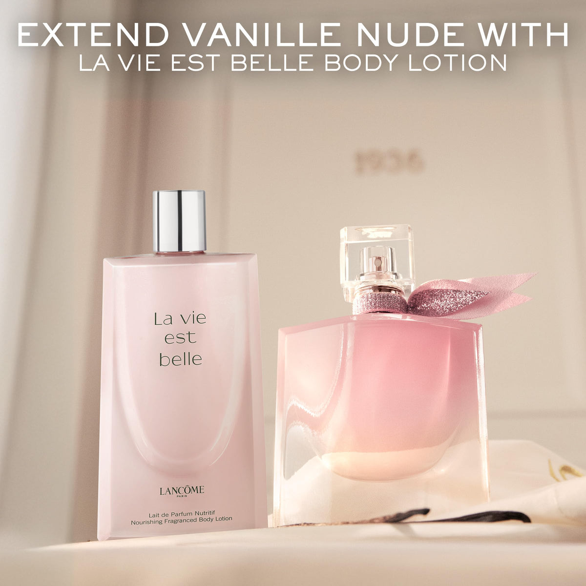 Lancôme La Vie Est Belle Vanille Nude Eau de Parfum close-up of bottle