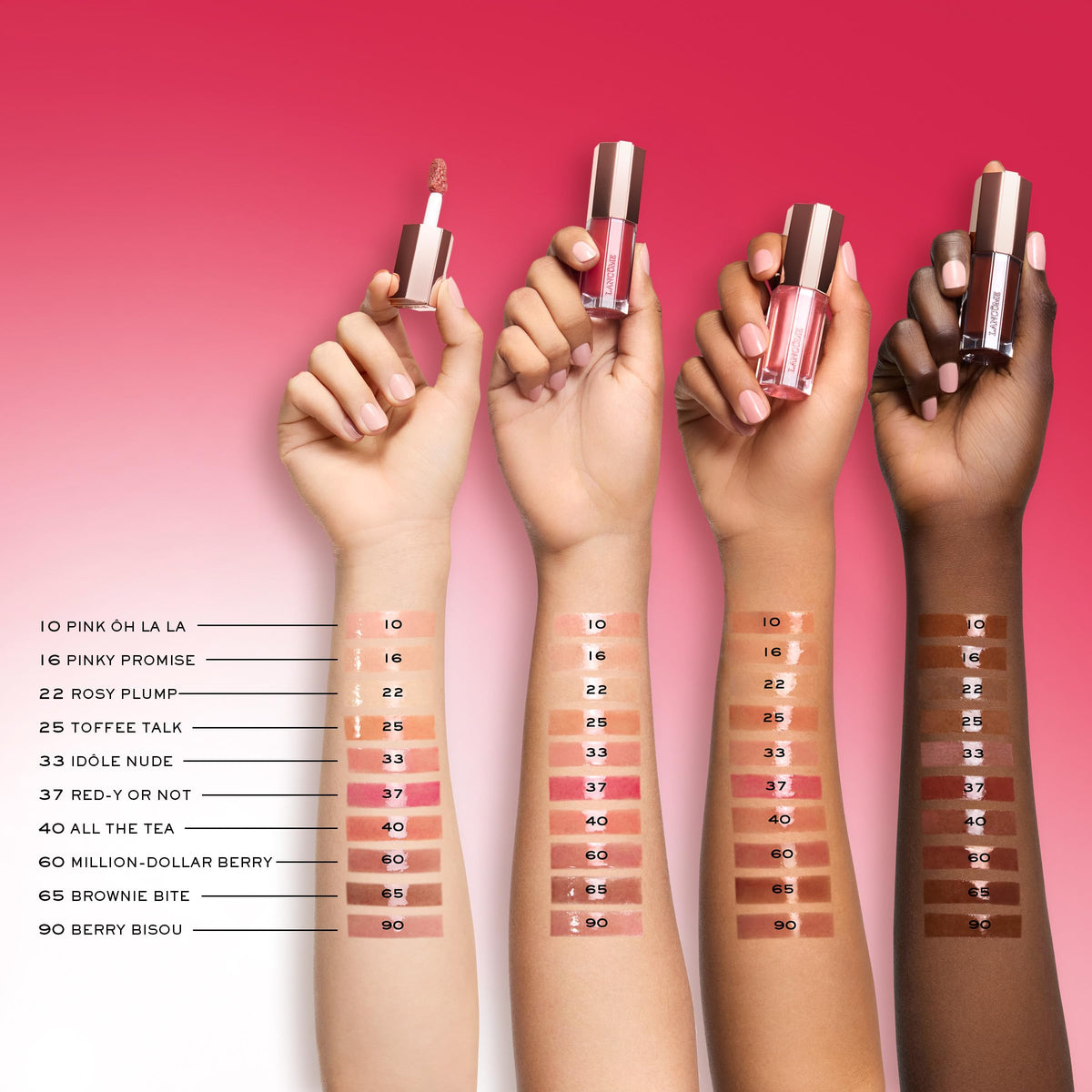 Lancôme Lip Idôle JuicyTreat alongside other lip products