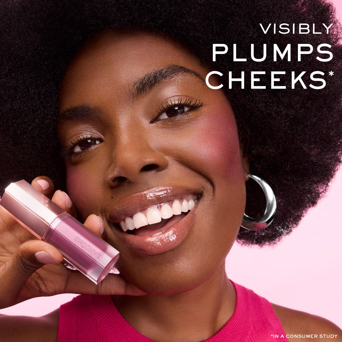 Lancôme Skin Idôle Juicy Liquid Blush blended on cheek