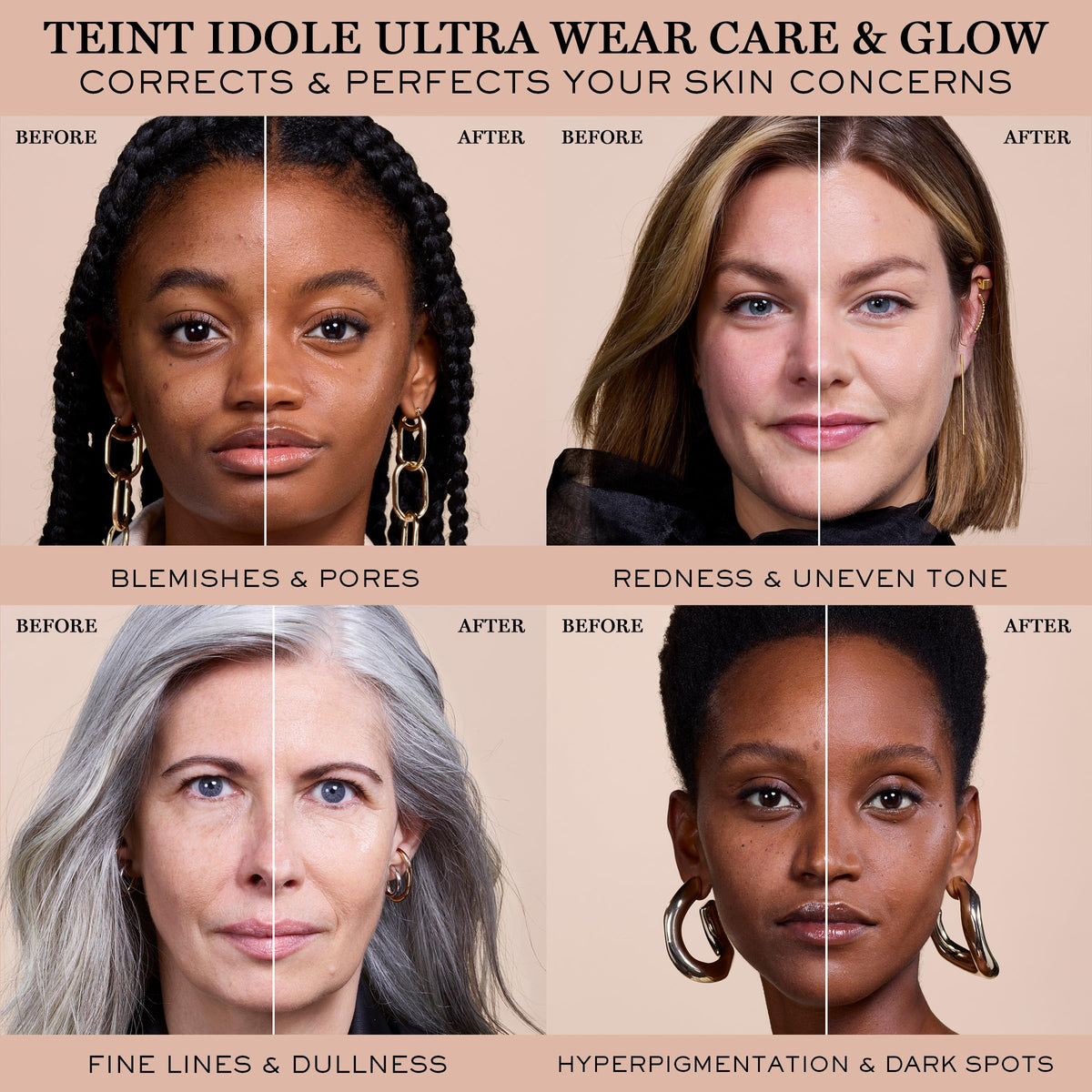 Lancôme Teint Idole Ultra Wear Foundation SPF 27 with makeup tools
