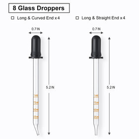 LANDNEOO glass droppers showing long straight and curved tips