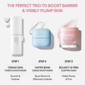 LANEIGE Bouncy & Firm Sleeping Mask with a floral background