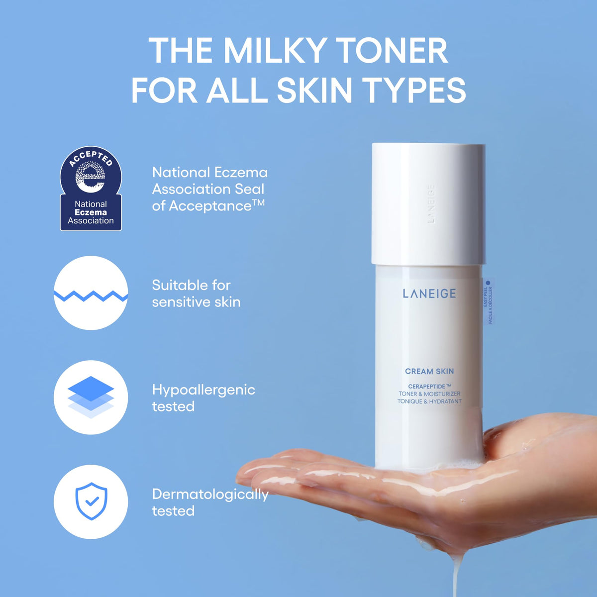 LANEIGE Cream Skin Face Hydrating Milky Toner 50ml with skincare routine items