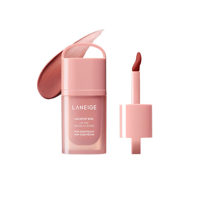 LANEIGE JuicePop Box Lip Tint Pop-Star Peach front view