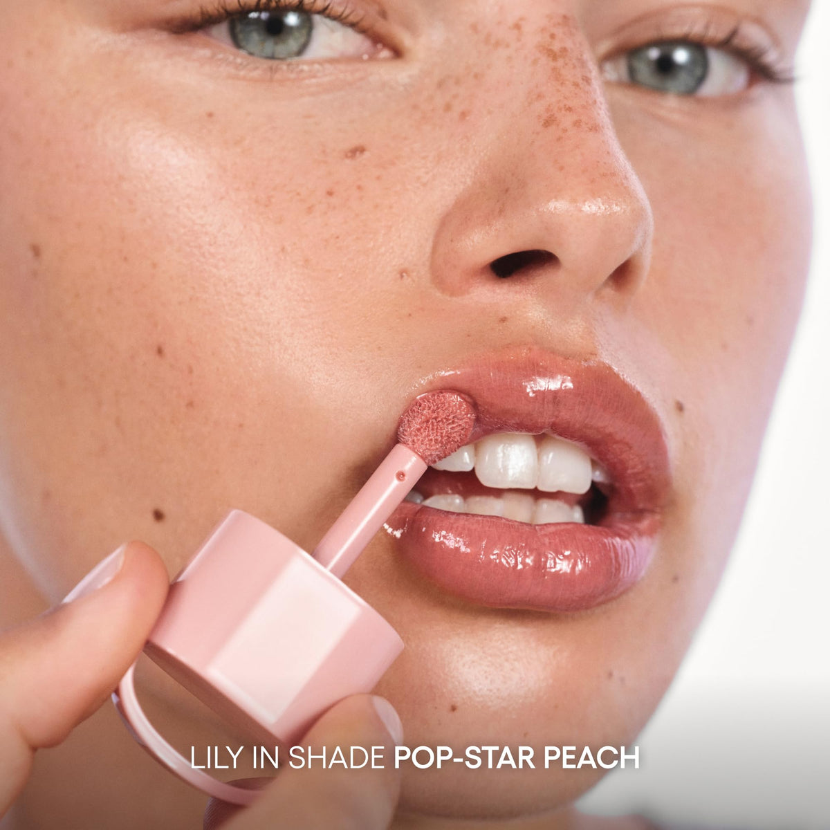 LANEIGE JuicePop Box Lip Tint Pop-Star Peach swatch on skin