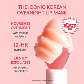LANEIGE Lip Sleeping Mask Matcha Bubble Tea on a bedside table