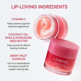 LANEIGE Lip Sleeping Mask Matcha Bubble Tea with ingredients displayed
