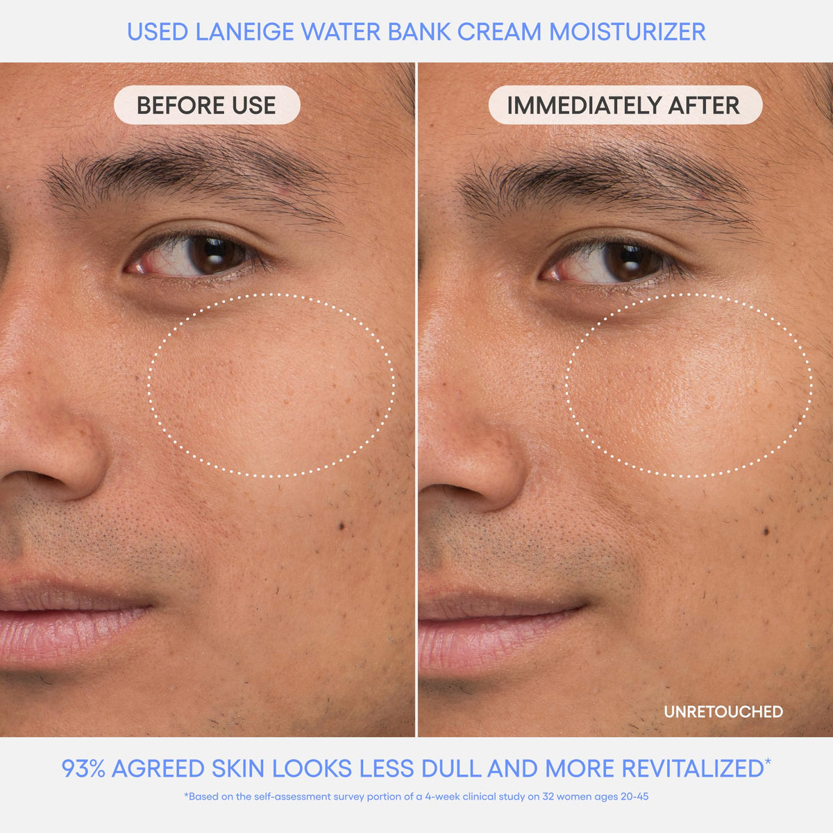 LANEIGE Water Bank Blue Hyaluronic Acid Cream being applied to skin