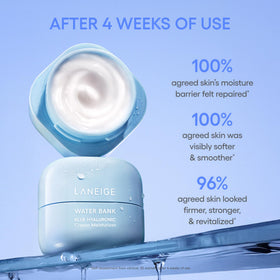 LANEIGE Water Bank Blue Hyaluronic Acid Cream with ingredients displayed