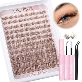 LANFLOWER Brown Lash Clusters Kit front view with packaging