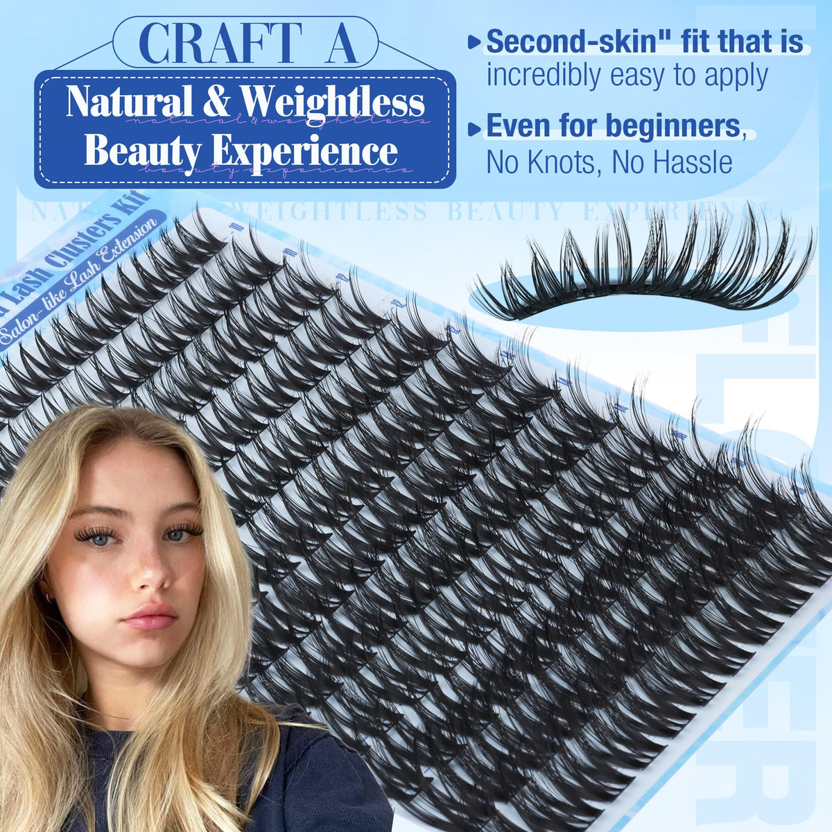 LANFLOWER eyelash clusters displaying CC curl