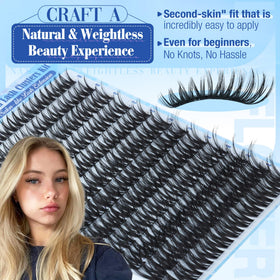 LANFLOWER eyelash clusters displaying CC curl