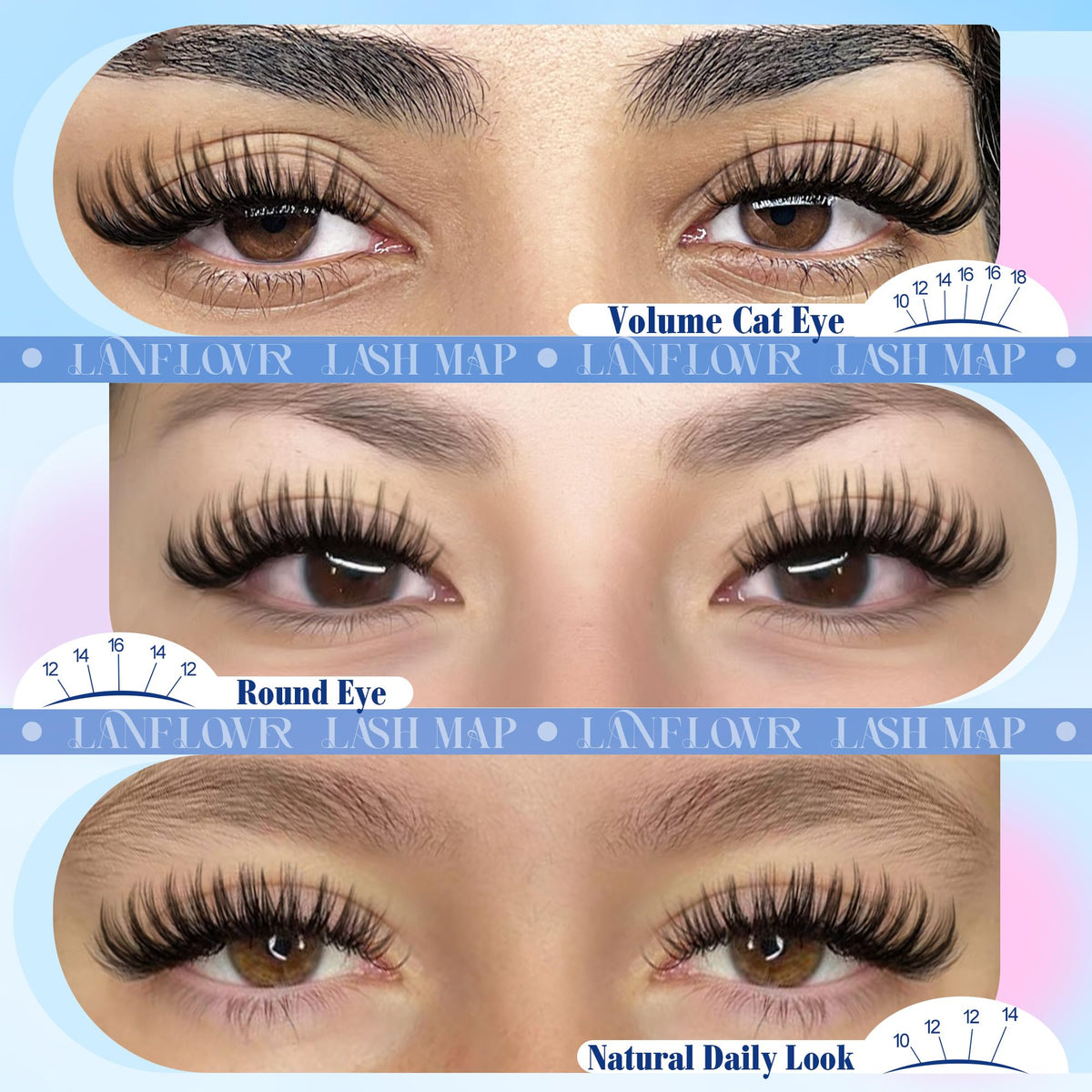 LANFLOWER eyelash clusters in packaging with details
