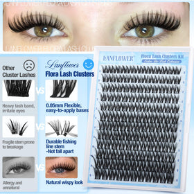 LANFLOWER eyelash clusters with natural lashes