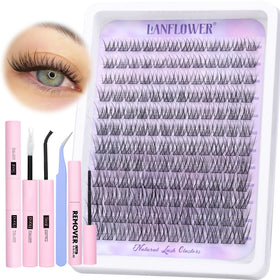 LANFLOWER Natural Lash Clusters Kit with lash bond and seal
