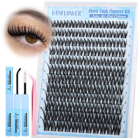 LANFLOWER Wispy Cluster Eyelash Extensions Kit front view