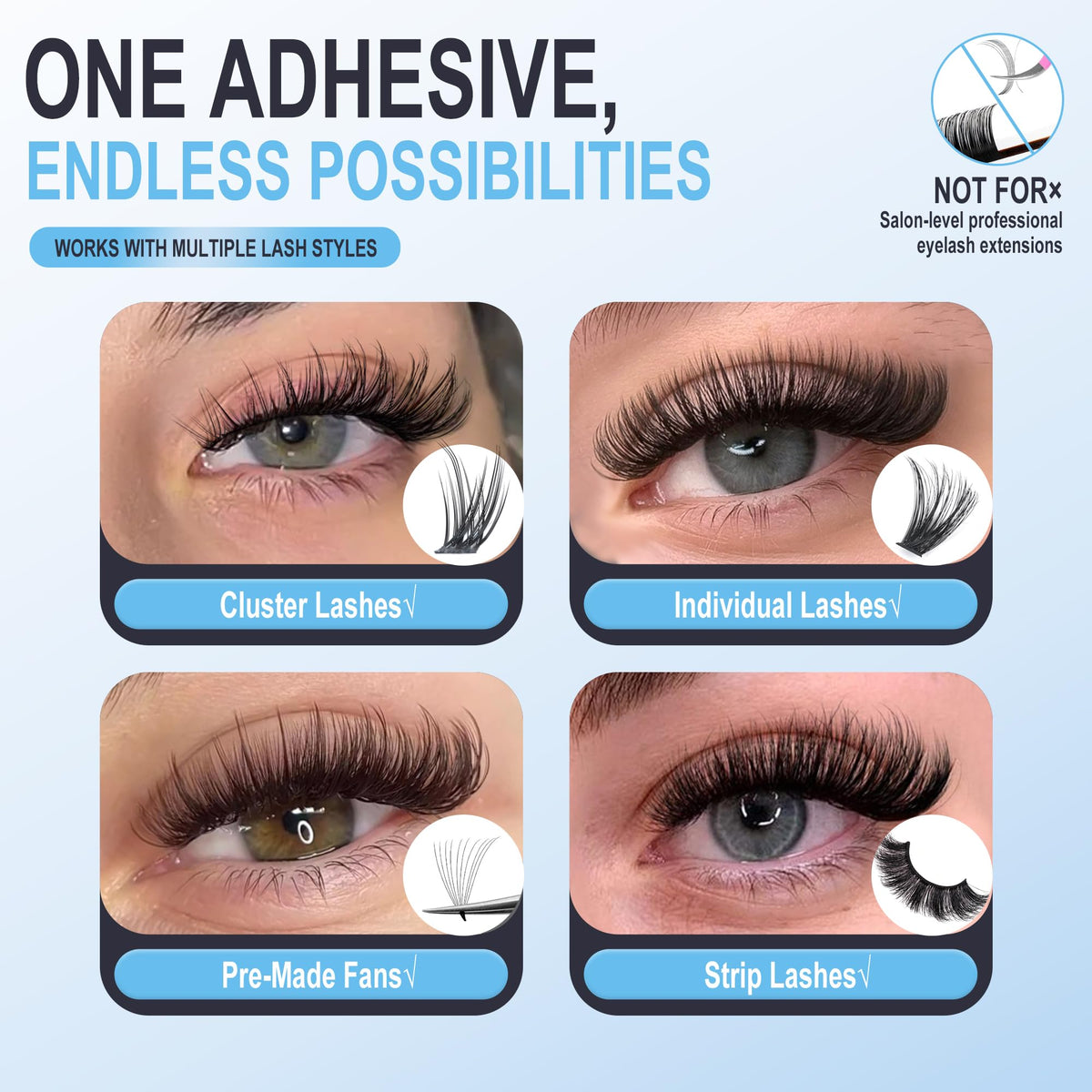 LANKIZ Lash Cluster Glue next to false eyelashes