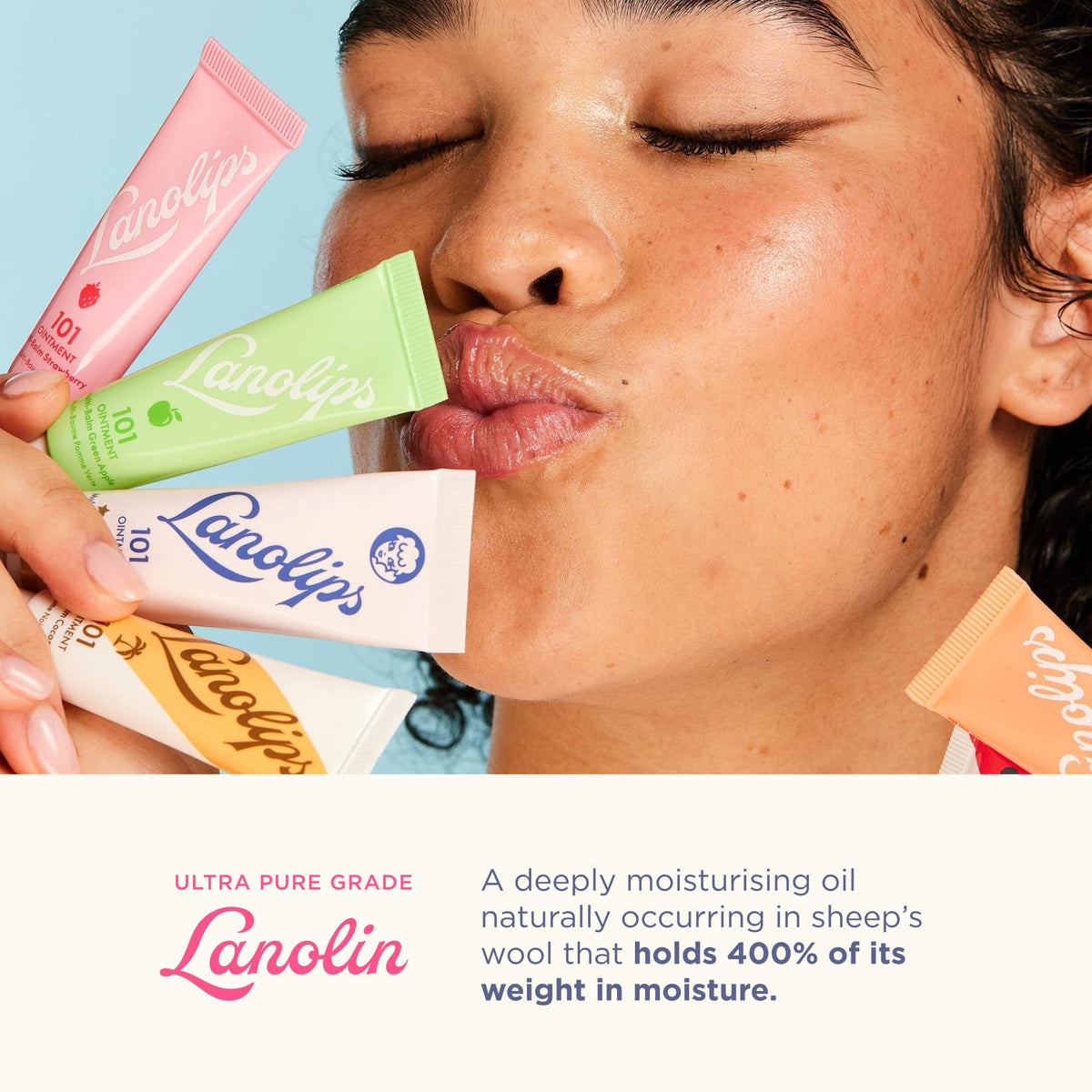 Lanolips 101 Multipurpose Ointment applied on dry lips