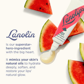 Lanolips 101 Ointment Watermelon on a wooden surface