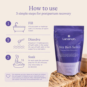 Lansinoh Sitz Bath Salts 10 ounces back view packaging