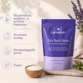 Lansinoh Sitz Bath Salts being poured into a bath