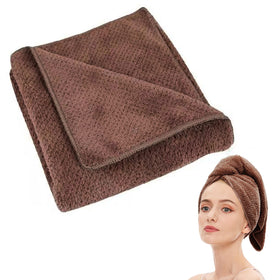 Laojbaba Microfiber Hair Towel Dark Brown front view