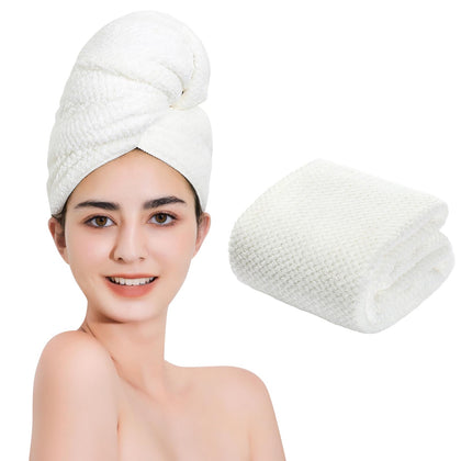 Laojbaba Microfiber Hair Towel white front view