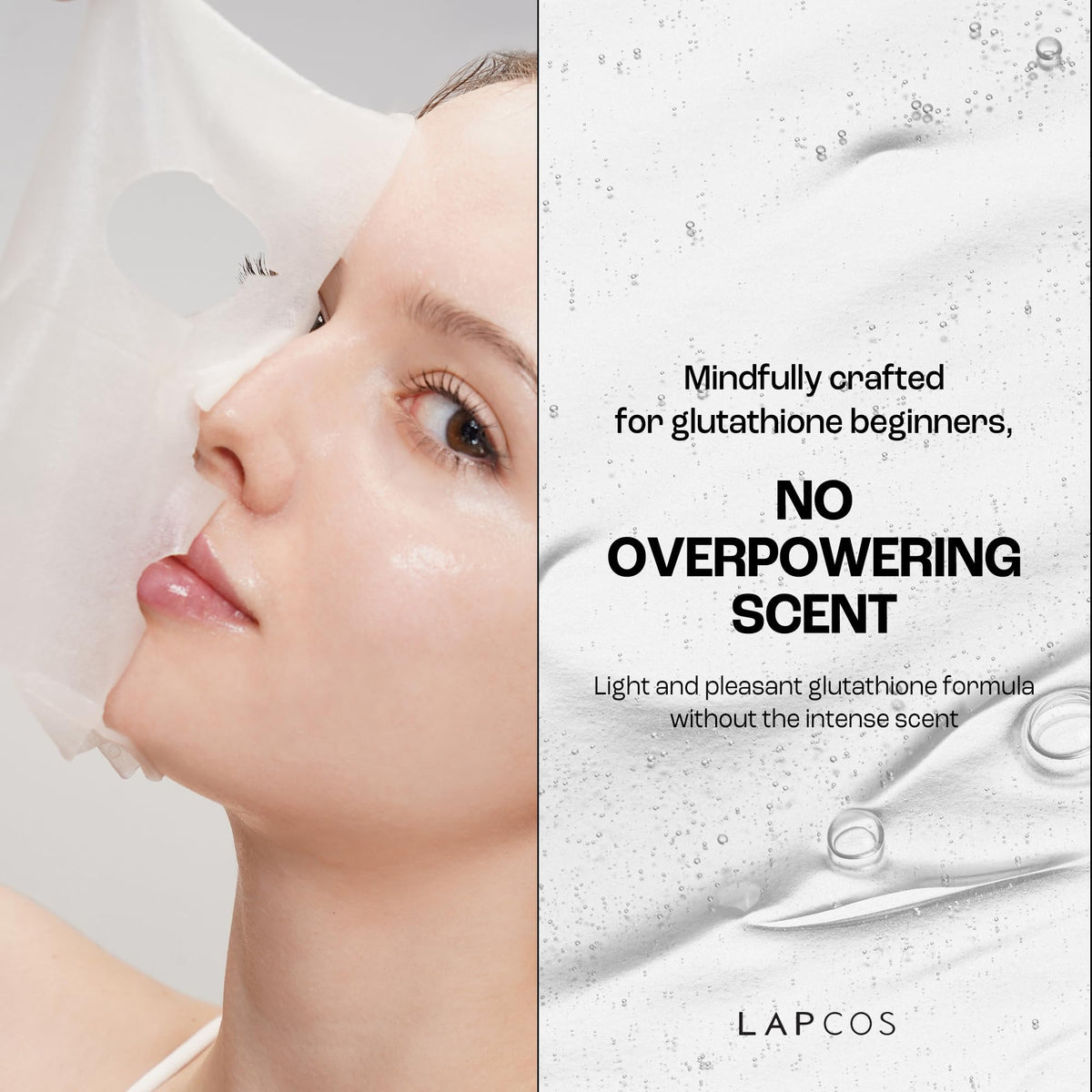 LAPCOS Glutathione Radiance Rescue Mask opened with sheet visible