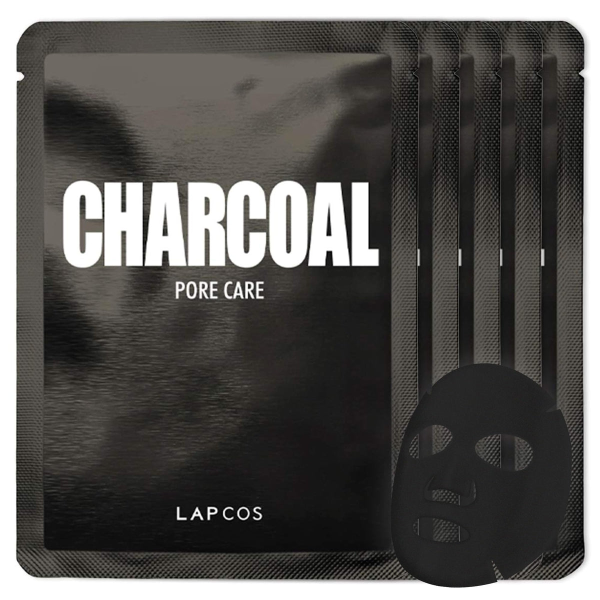 LAPCOS K Beauty Charcoal Sheet Mask pack of 5 front view