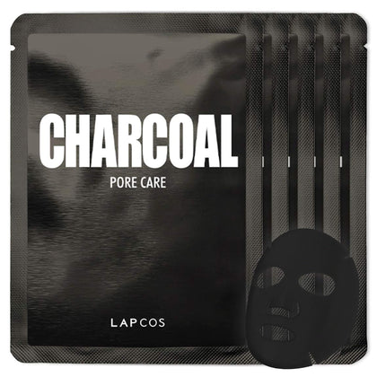 LAPCOS K Beauty Charcoal Sheet Mask pack of 5 front view