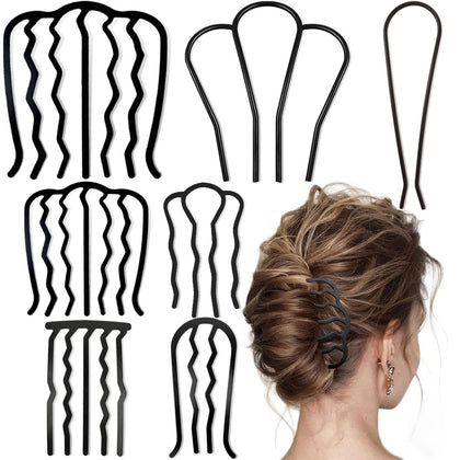 LAPOHI 7 Pcs Metal Hair Side Combs set displayed on a white background