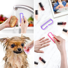 Larbois Handle Grip Nail Brush in use on fingernails