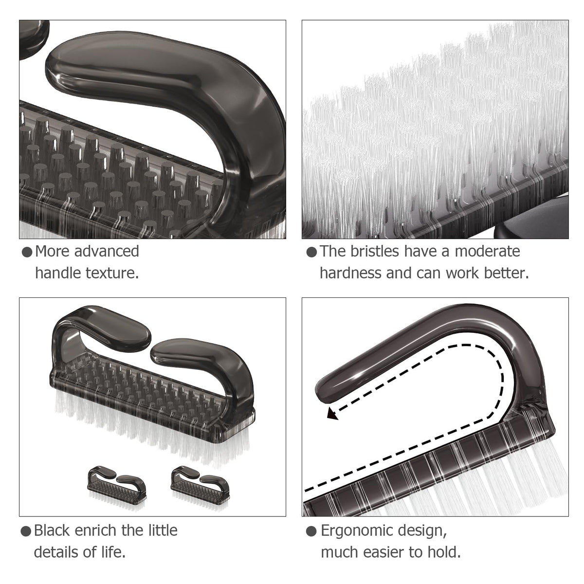 Larbois nail brushes hanging on bathroom hook