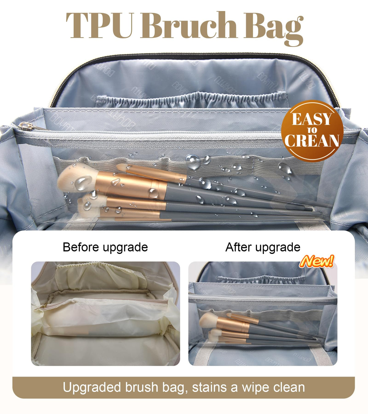 Large capacity of BOYATU makeup bag with cosmetics inside